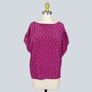 JOIE MEADOW CURRENT 100% SILK ABSTRACT CUTOUT COLD SHOULDER TOP